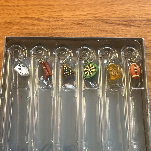2003 Boston Warehouse dangle swizzle stick set of 6 Boys night out - Picture 5 of 5